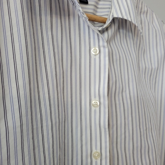Women's Pinstriped Button Down Blouse Sz 18 W Lands End - Picture 2 of 8